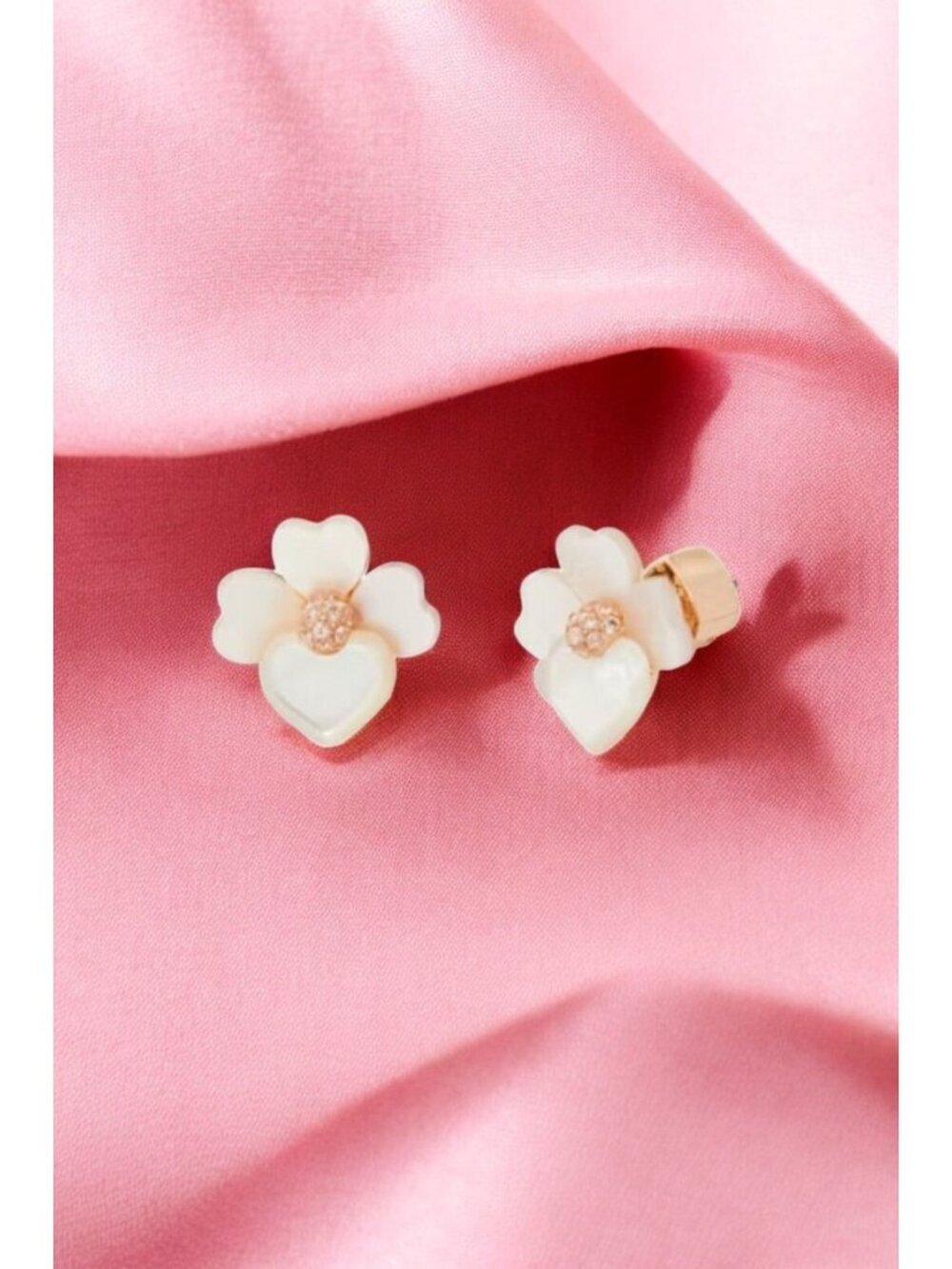 Kate Spade New York Precious Pansy Studs Earrings Cream Multi/Rose Gold